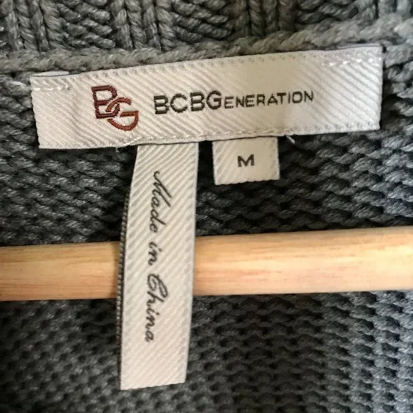 BCBGeneration Grey Mock Neck Button Short Sleeve Sweater, Size M - Picture 8 of 11